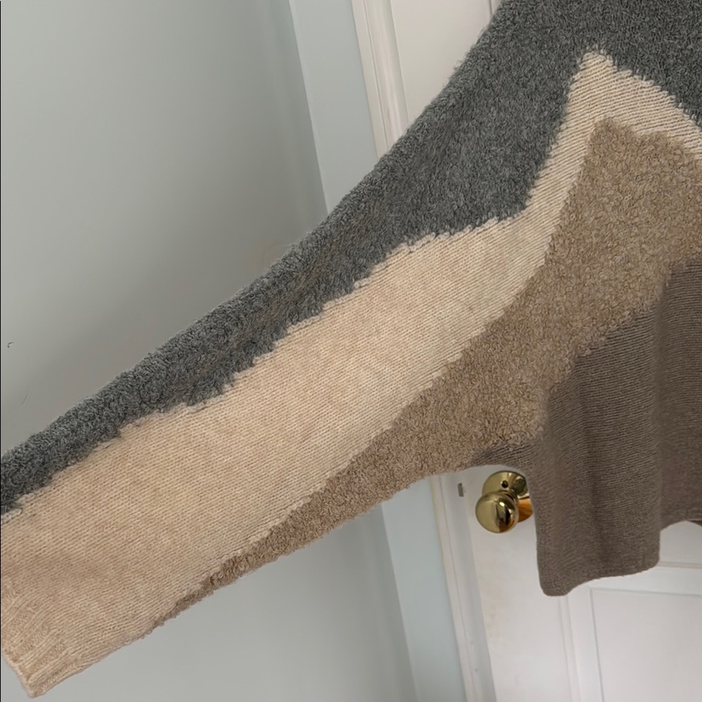 Colorblock Sweater in Gray and Tan - Picture 2 of 5
